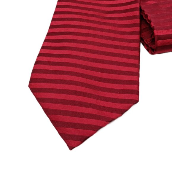 Roundtree & Yorke Silk Tie Men’s 60.25” Burgundy Horizontal Stripe 90s Wide NewB - Picture 1 of 3